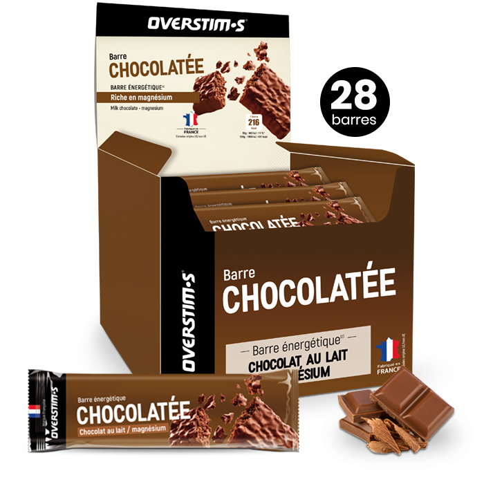 Barre chocolat - magnésium (28 barres), Barres énergétiques pour le sport  (course à pied, cyclisme, triathlon)